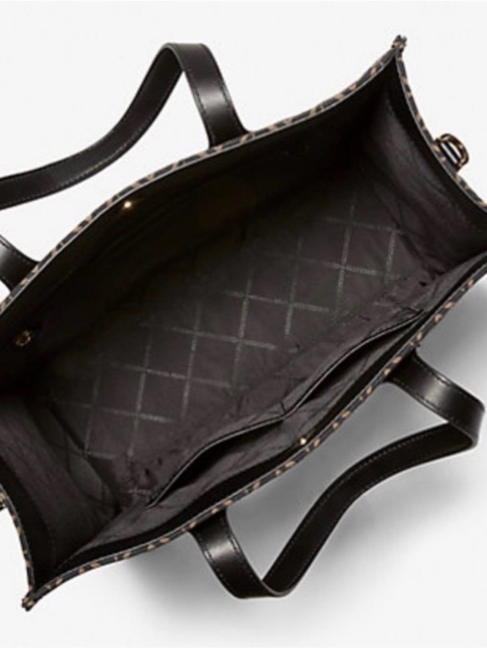 Michael Kors Kempner Brown and Black Signature satchel with Gold Hardware - Picture 3 of 8